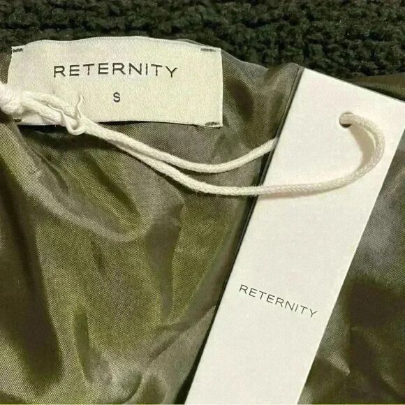 Reternity Deep Pile Jacket S Olive Green Cozy Fleece Standing Collar Pockets NWT - Picture 10 of 12